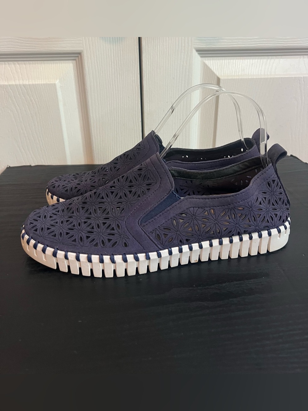 Ilse Jacobsen Tulip Slip On Shoes Navy Blue Womens Round Toe Casual EU 40